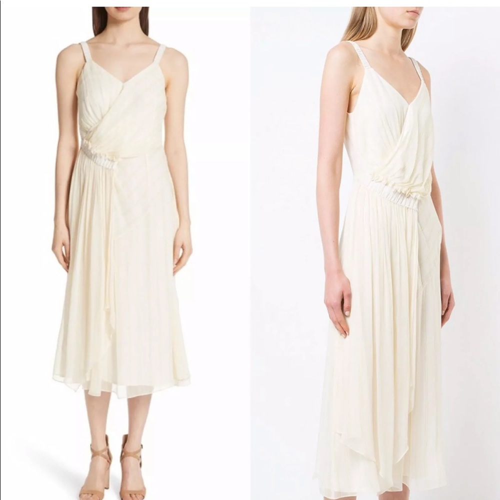 Jason Wu Yellow Painterly Striped Cocktail Dress